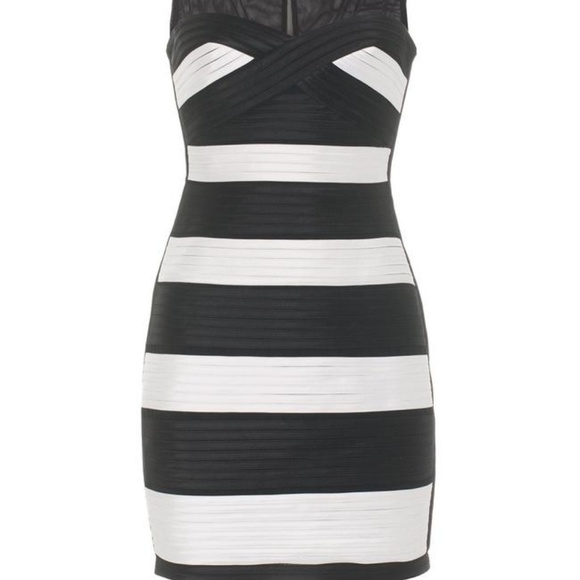 BCBGMaxAzria Dresses & Skirts - Bcbg Max Azria cocktail size 2p dress black white striped mini